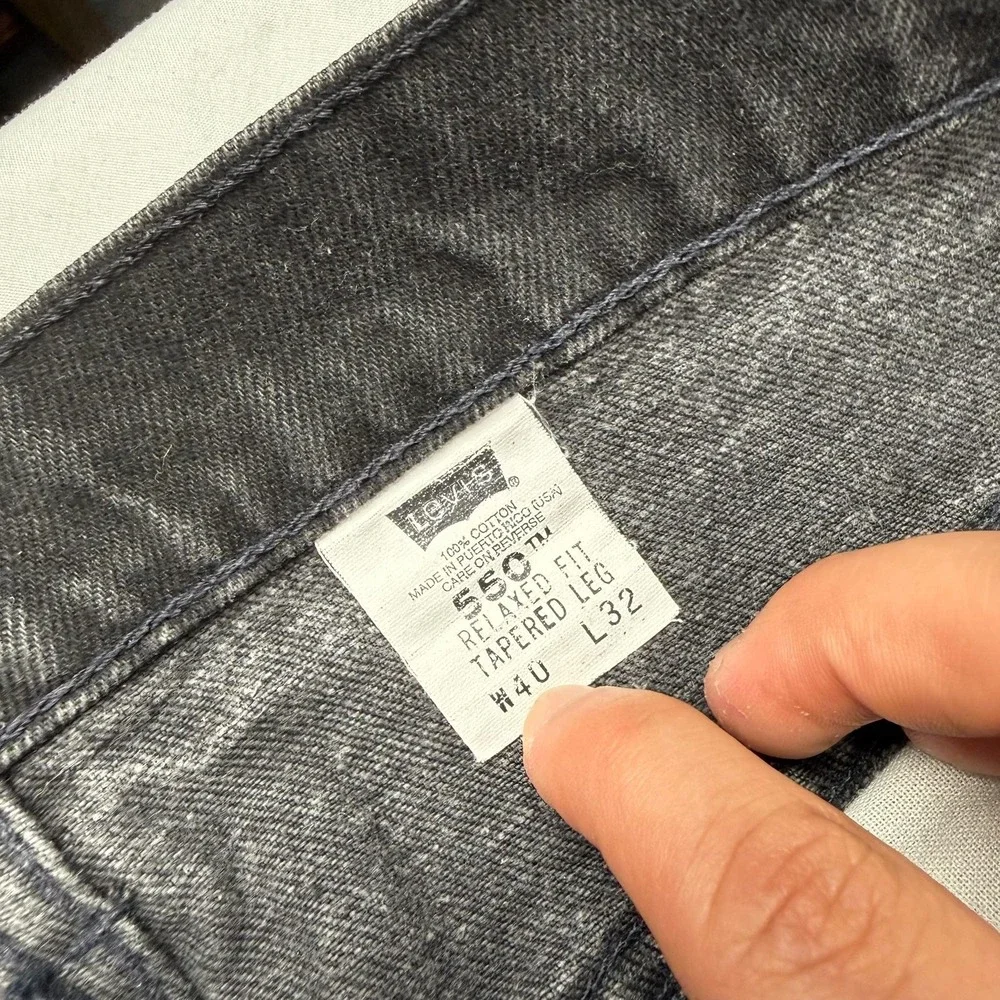 Levis 550 Jeans Mens 40x32 Gray Charcoal Wash Relaxed baggy Vintage 90s Casual